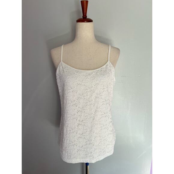 Style&Co White Floral Textured Tank Size XL Neutral Feminine Basic - Picture 1 of 7